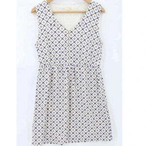 Tulle Dress Womens White Pink Blue Sleeveless Geometrical Pattern Size Medium M‌